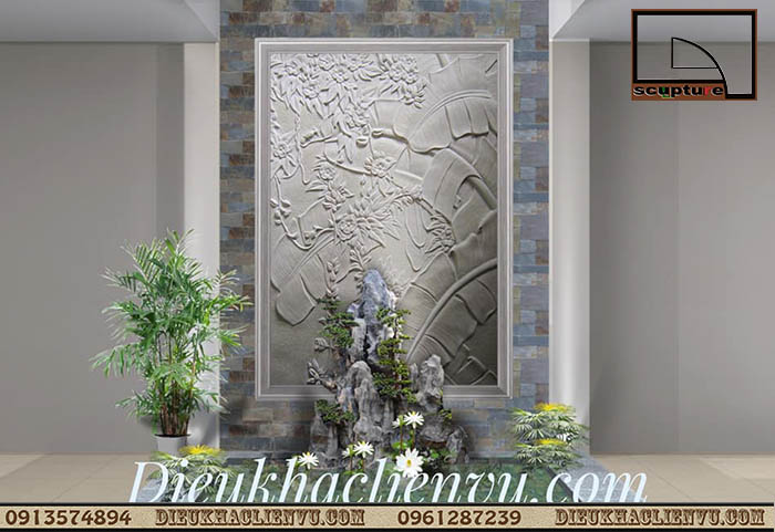 Tranh phù điêu hoa lá trang trí nội thất