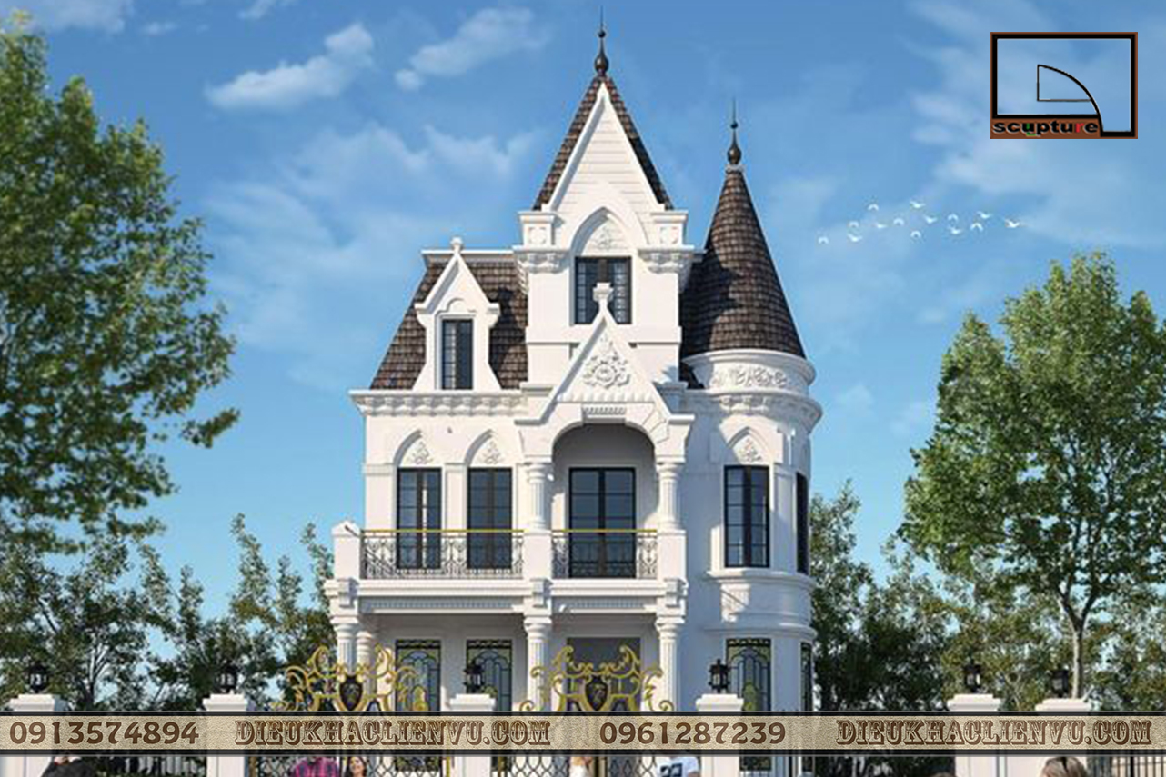 Ph&ugrave; đi&ecirc;u hoa văn ch&acirc;u &Acirc;u cổ điển rang tr&iacute; mặt tiền nh&agrave;