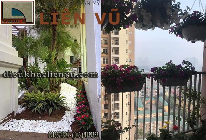 Ban công nhỏ ngập tràn cây xanh và hoa cỏ đủ sắc hương