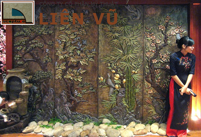 Bộ tranh phù điêu hoa lá mang ý nghĩa phong thủy độc đáo