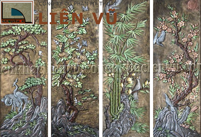 Bộ tranh tứ quý Tùng- Cúc- Trúc- Mai