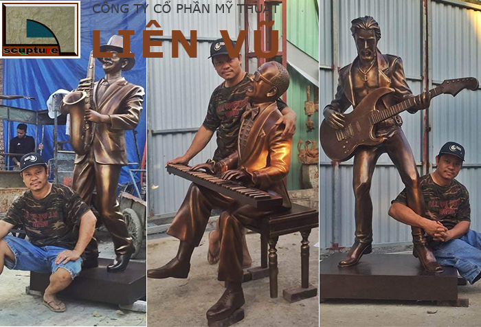 Bộ tượng nhạc công chơi nhạc giả đồng