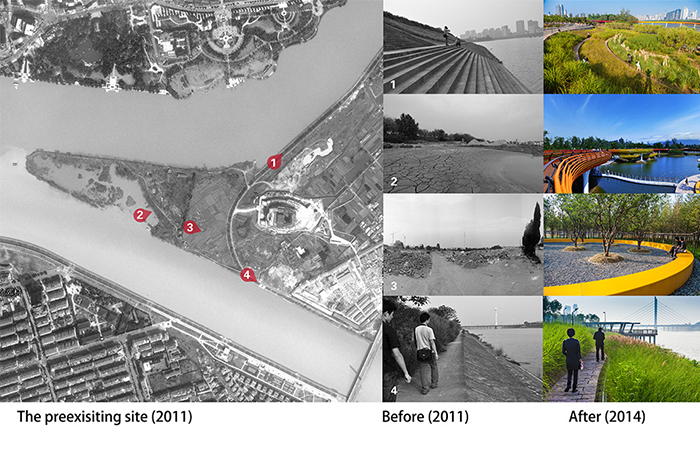 Cảnh quan dự án công viên Yanweizhou trước và sau cải tạo