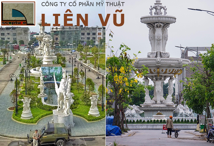 Cảnh quan dự án đài phun nước do Liên Vũ thiết kế, thi công
