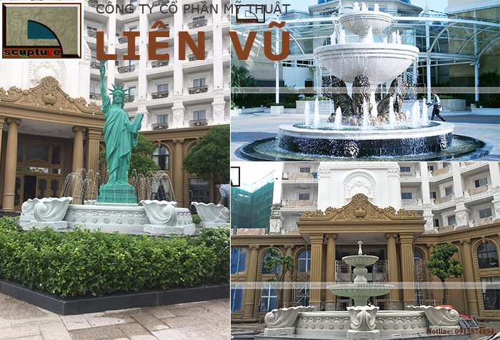 Cảnh quan khu vườn sinh động, tươi mát hơn với sự xuất hiện của đài phun nước