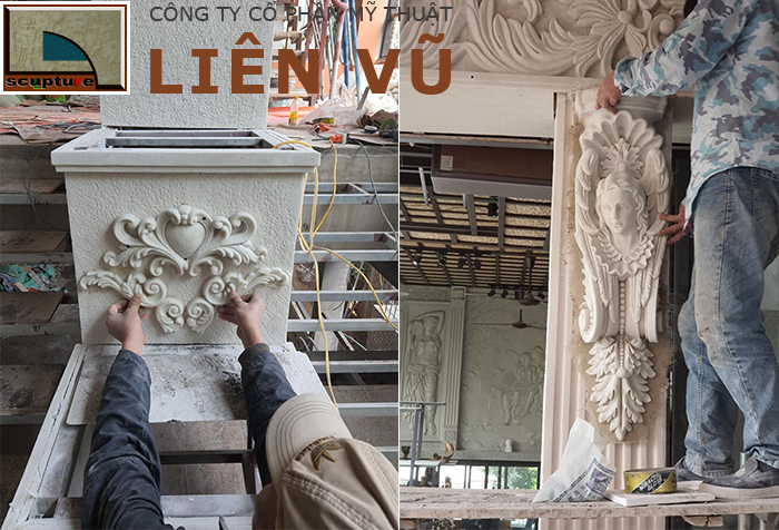 Cột nhà đẹp, đẳng cấp với phù điêu châu Âu
