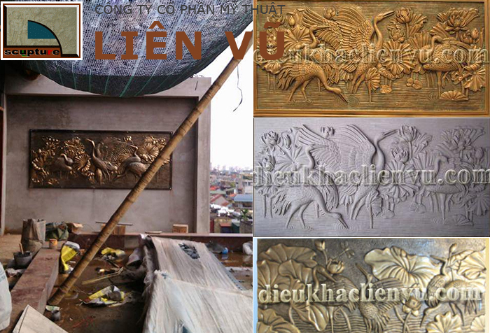 Cung cấp, thi công tranh phù điêu sen hạc