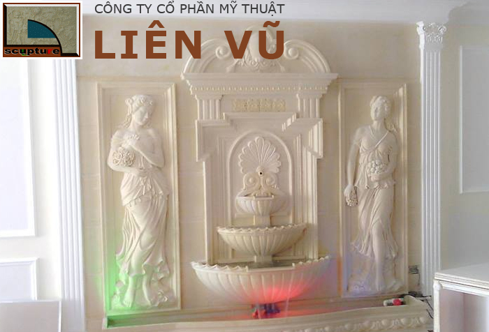 Đài nước phù điêu cô gái composite