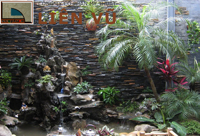 Đài phun nước cùng tiểu cảnh