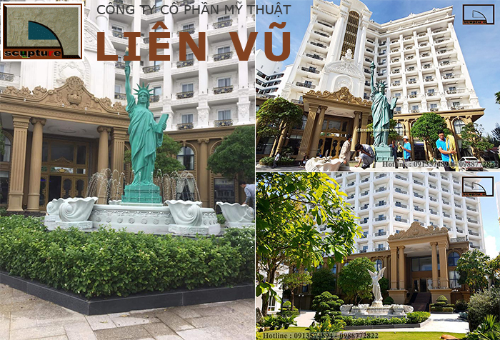 Đài phun nước điêu khắc phong cách châu Âu trang trí cảnh quan sân vườn