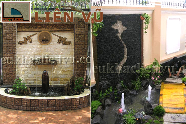 Đài phun nước kết hợp phù điêu