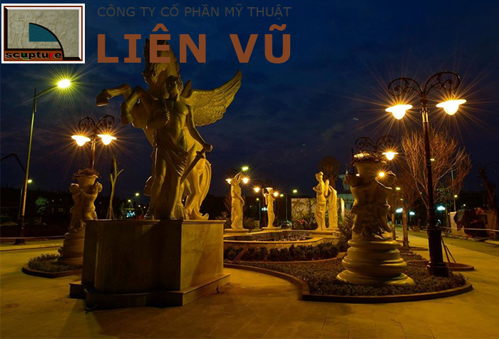 Đài phun nước sân vườn châu Âu với tượng