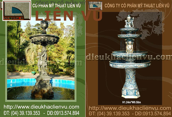 Đài phun nước sân vườn mang phong cách châu Âu