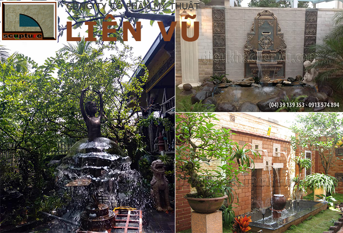 Đài phun nước sân vườn trong tiểu cảnh