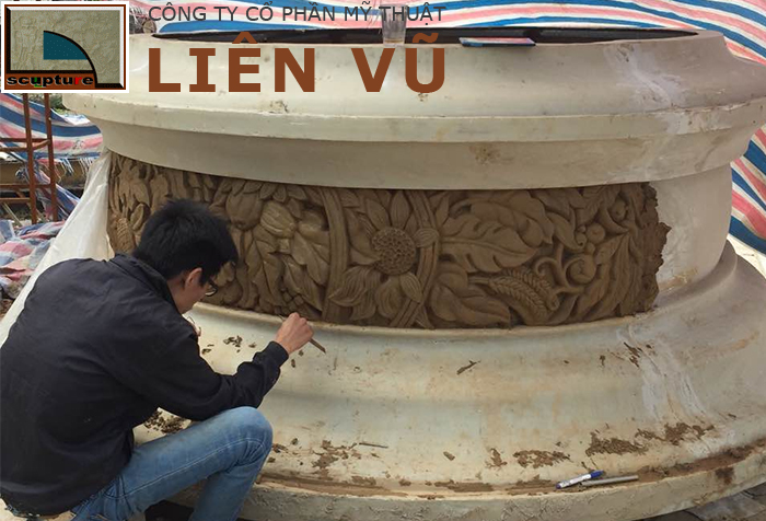 Đắp phù điêu hoa lá trang trí