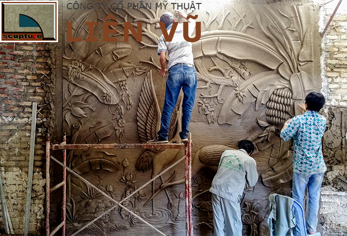 Đắp tranh phù điêu hoa lá đẹp