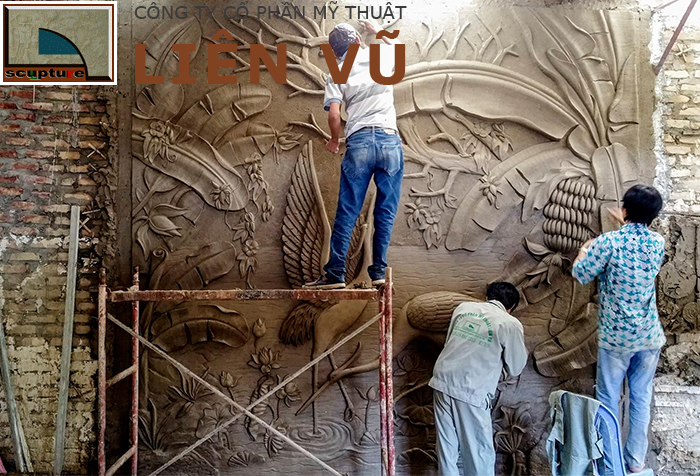 Điêu khắc Liên Vũ- sản xuất và nhận đắp phù điêu sân vườn đẹp
