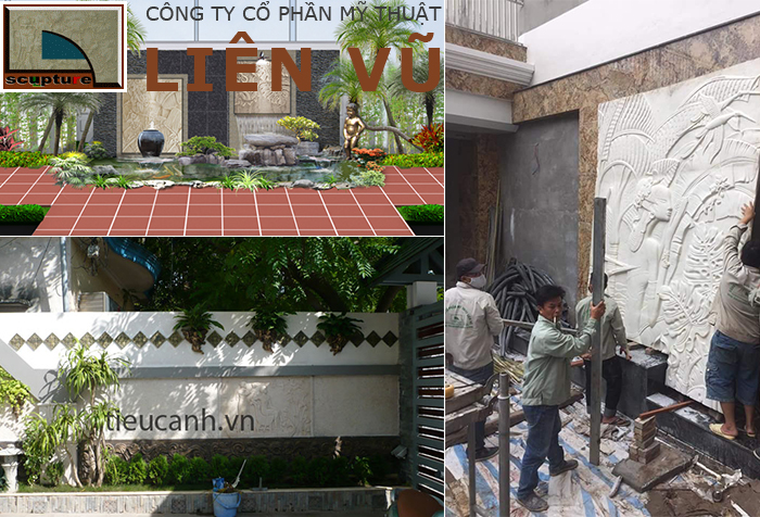 Điêu khắc Liên Vũ- nhận đắp phù điêu, thi công lắp đặt và tiểu cảnh đẹp với phù điêu sân vườn