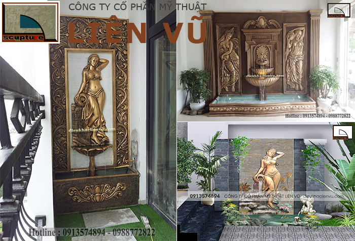 Điêu khắc Liên Vũ- tư vấn thiết kế và thi công tiểu cảnh đẹp cùng phù điêu cô gái