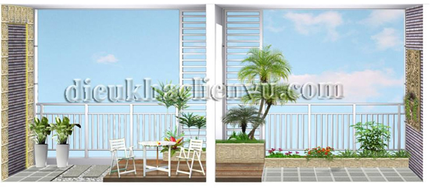 tiểu cảnh thác nước, trên sân thượng