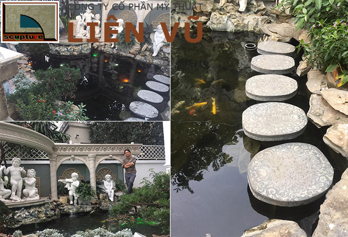 Dự án điêu khắc hồ cá Koi kết hợp tiểu cảnh trong sân vườn