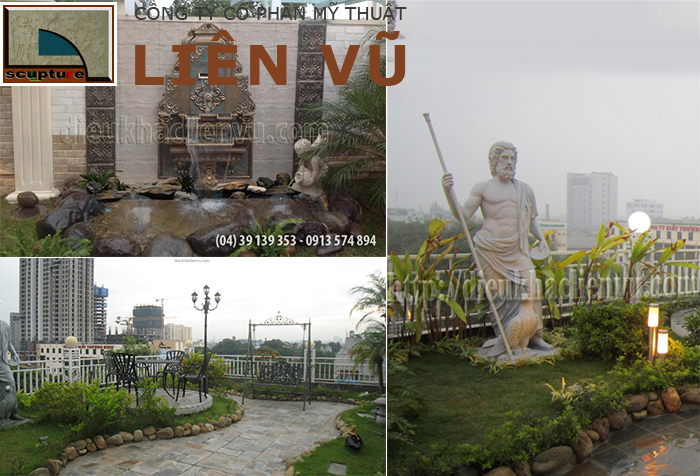 Dự án điêu khắc vườn đẹp với tượng và đài nước điêu khắc