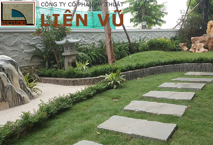 Hoàn thiện cảnh quan với phù điêu sân vườn ốp tường