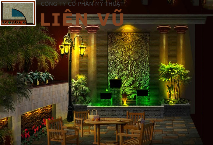 Không gian nhà ở đẹp với phù điêu hoa lá