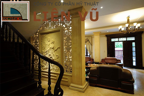 Không gian nội thất ấn tượng với phù điêu trang trí