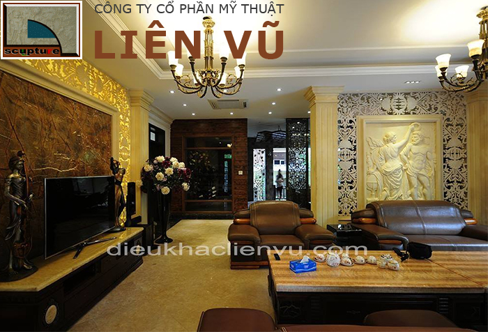 Không gian nội thất đẳng cấp với phù điêu châu Âu
