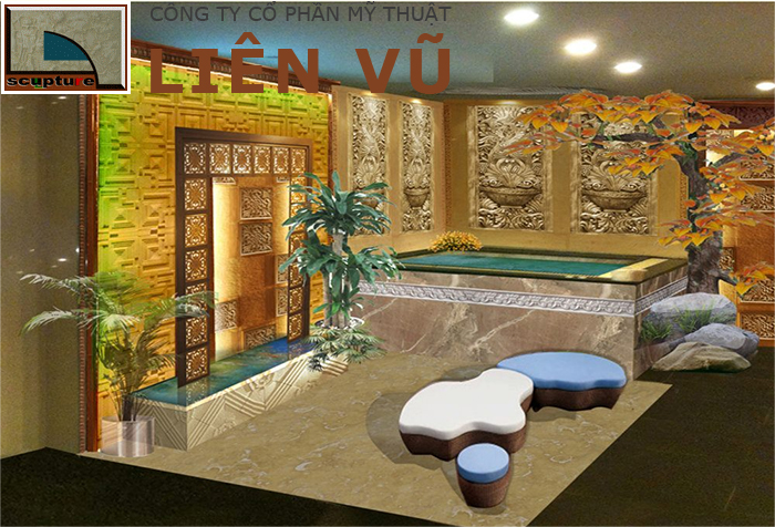 Không gian nội thất đẹp với phù điêu châu Âu