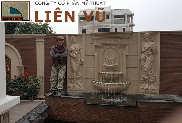 Khuấy động không gian sân vườn với tiểu cảnh đài nước phù điêu cô gái