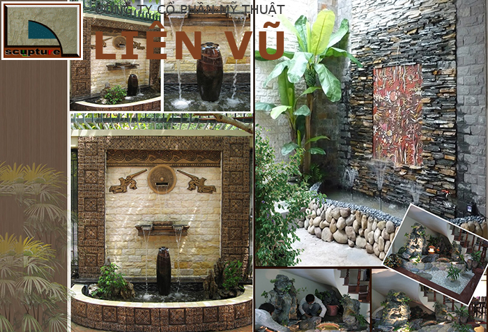 Kiểu đài phun nước đẹp, thiết kế đơn giản cho sân vườn