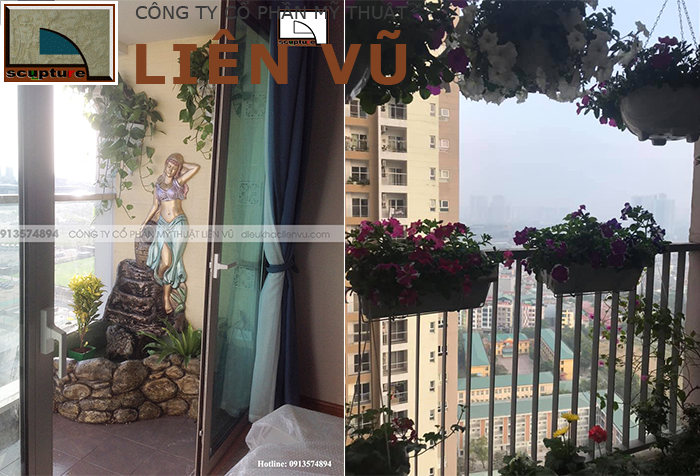 Làm tiểu cảnh ban công nhỏ tại một góc hoặc sử dụng những chậu hoa nhiều màu sắc để trang trí