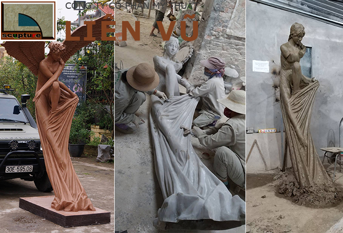 Tượng cô gái kéo đàn bầu mang đậm tính dân tộc