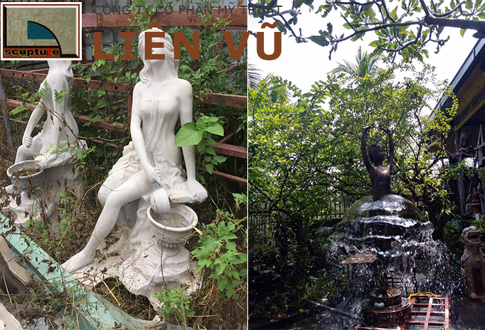 Mẫu đài phun nước đẹp với tượng cô gái