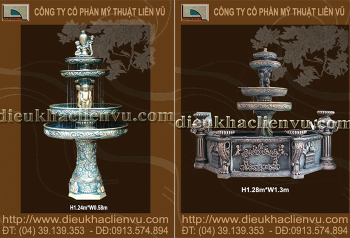 Mẫu đài phun nước mini tầng tràn