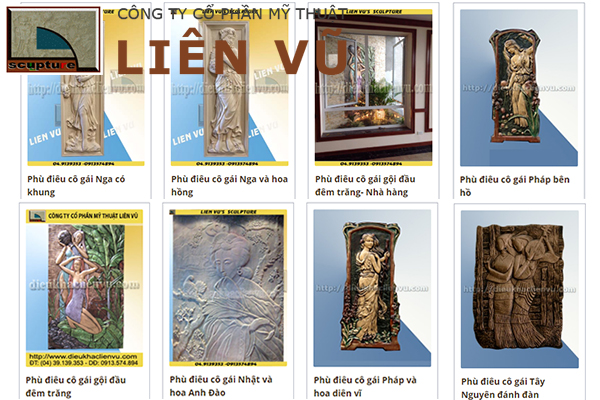 Một số tranh phù điêu thiếu nữ tại Liên Vũ