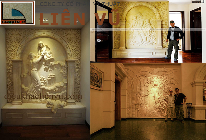 Những mảng tường nội thất đẹp, độc đáo hơn với phù điêu cô gái