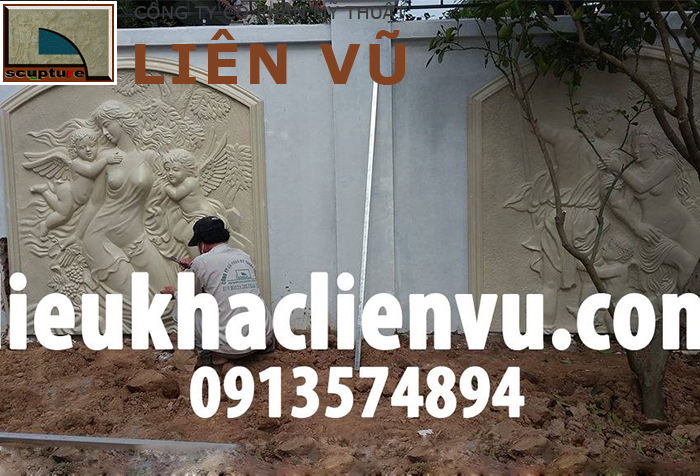 Phù điêu châu Âu gắn tường bao sân vườn