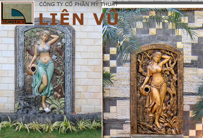 Phù điêu cô gái bê bình đổ nước đẹp