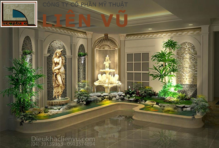 Phù điêu cô gái composite trang trí nội thất