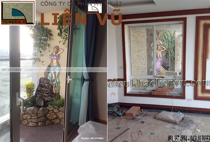 Phù điêu cô gái đẹp, tốt cho phong thủy trang trí tiểu cảnh