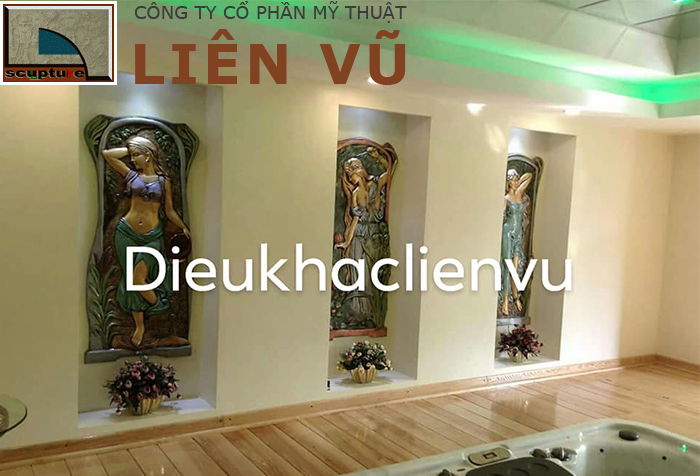 Phù điêu cô gái đẹp trang trí nội thất spa