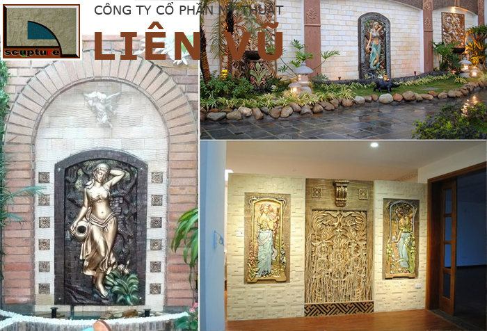 Phù điêu cô gái đẹp trong tiểu cảnh