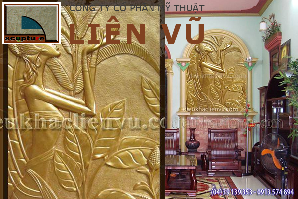 Phù điêu cô gái được sản xuất từ chất liệu composite, làm giả đồng