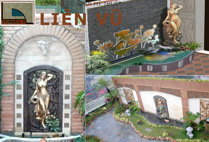 Phù điêu cô gái ôm bình đẹp cùng tiểu cảnh