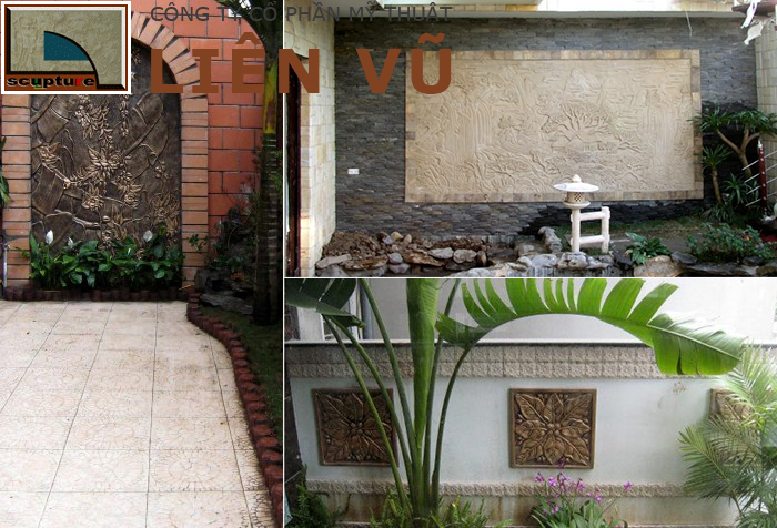 Phù điêu đẹp ốp tường sân vườn