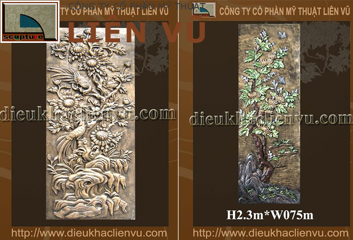 Phù điêu hoa lá Cúc- phù điêu tứ quý