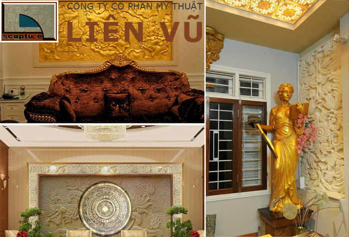 Phù điêu hoa lá trang trí nội thất sang trọng